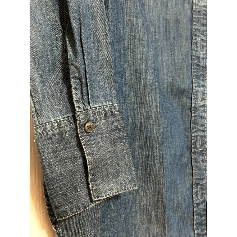 Talbots Longline Denim-Colored Button-Up Shirt, Size S - Picture 3 of 4